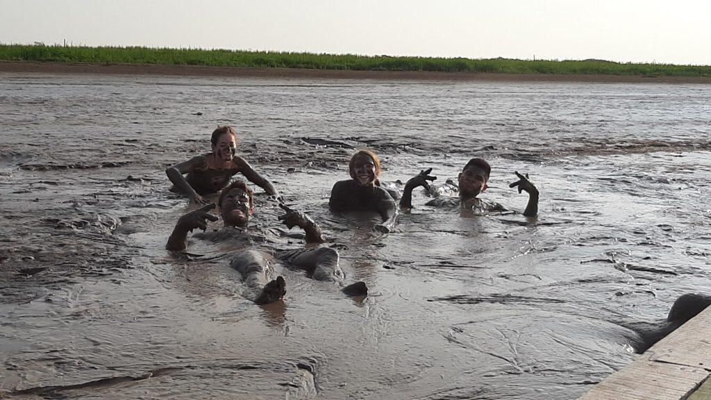 Steve, Grace, Joe, and I enjoying a natural mud bath in the Ucayali river!