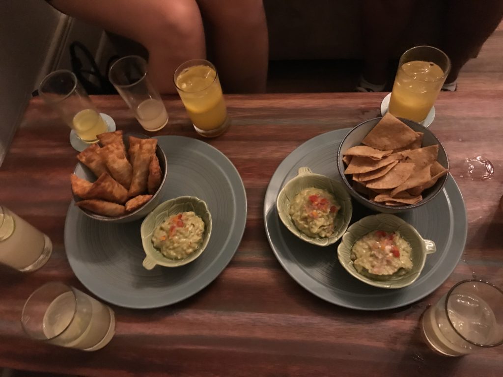 Chilcanos and tequenos at the bar